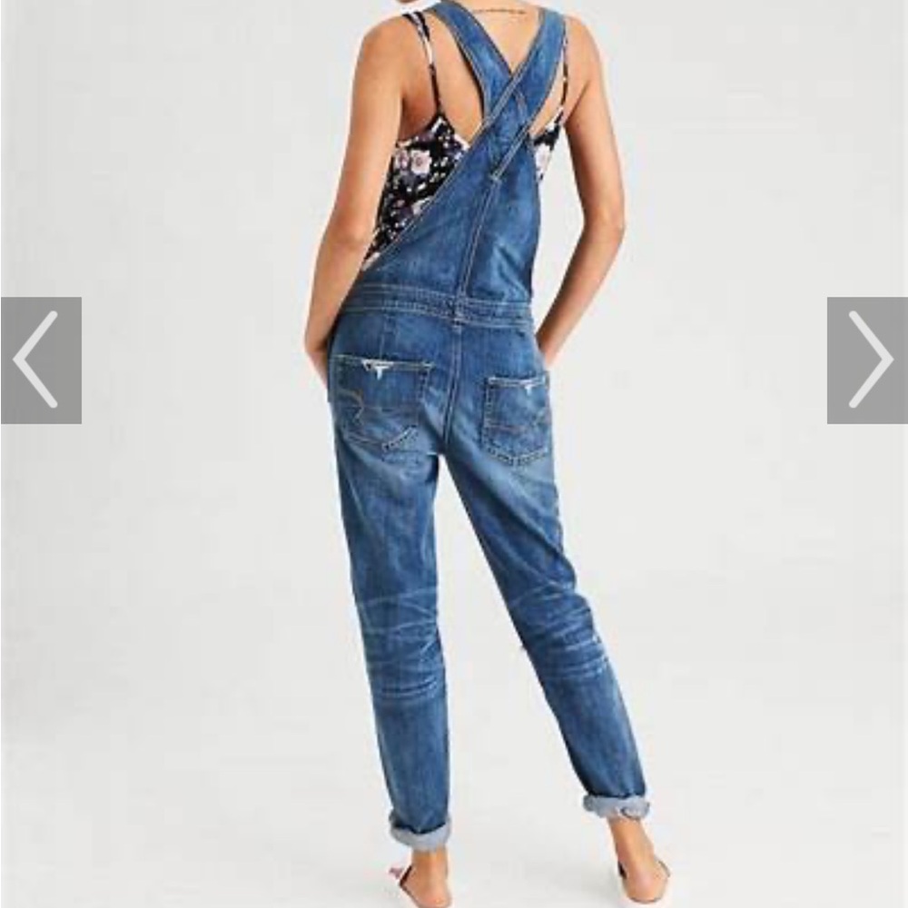 American eagle tomgirl denim overall